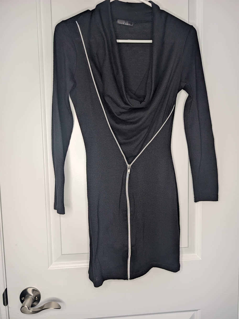 Black Cowl Neck Zip-Front mid 2000s Tunic